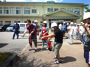 珠州市消防署の指導で防災訓練